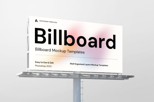 Left View of Regular City Billboard Mockup