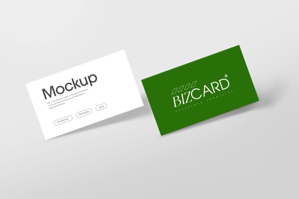 Green & White Business Card Mockup