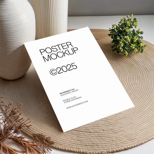 Minimalist Poster Mockup Presentation with Decorative Elements