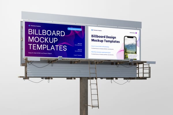 Right View of Double Billboard Mockup