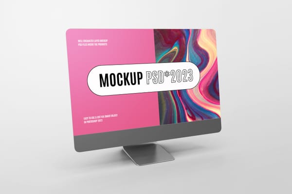 Right View of HD Screen iMac Mockup