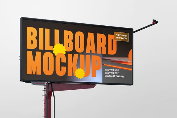 Right View of High Billboard Mockup