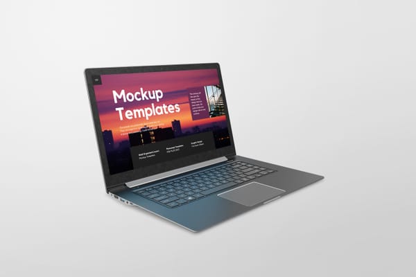 Right View of Notebook Generic Laptop Mockup