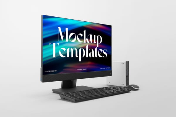 Right View of PC Desktop Set Mockup