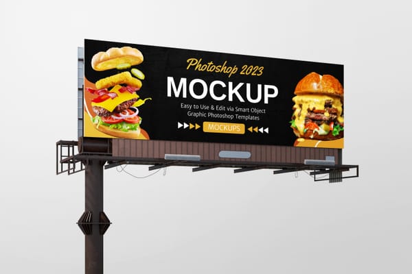 Right View of Sign Bill Board Mockup