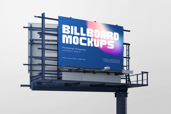 Right View of Square Box Billboard Mockup