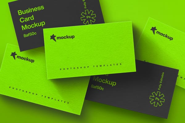 Stacked Neon Business Card Mockup