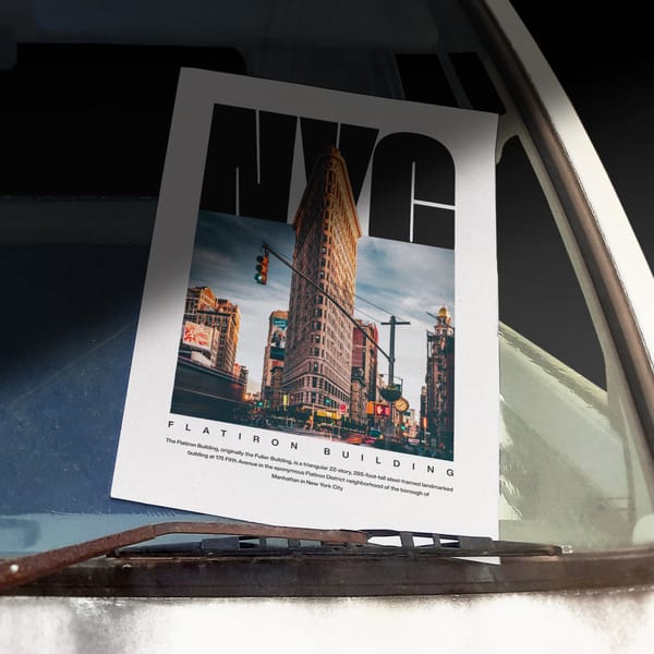 NYC Architecture Poster Mockup on Car Window