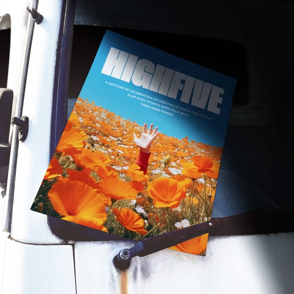 Poster Mockup with Poppy Field Design Displayed on Car Glass
