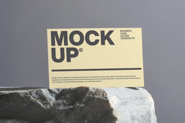 Standing Business Card Mockup On Stone