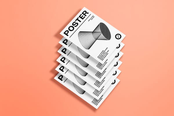 Multiple Angled Posters Mockup with Abstract Design