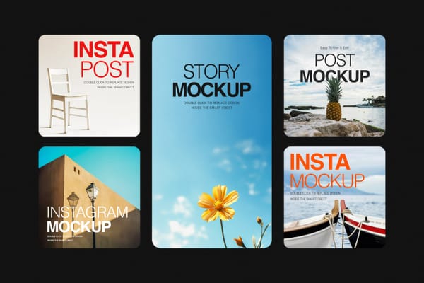 Flat Post & Story Instagram Mockup