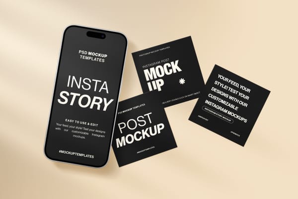 Instagram Story & Post Mockup in Warm Beige Background
