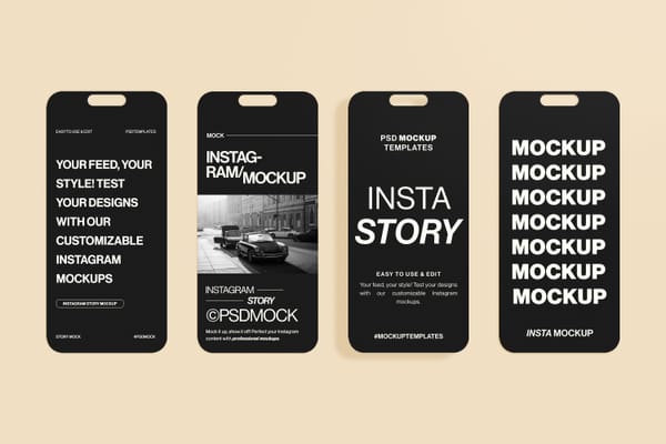 Instagram Story Mockup in Warm Beige Background