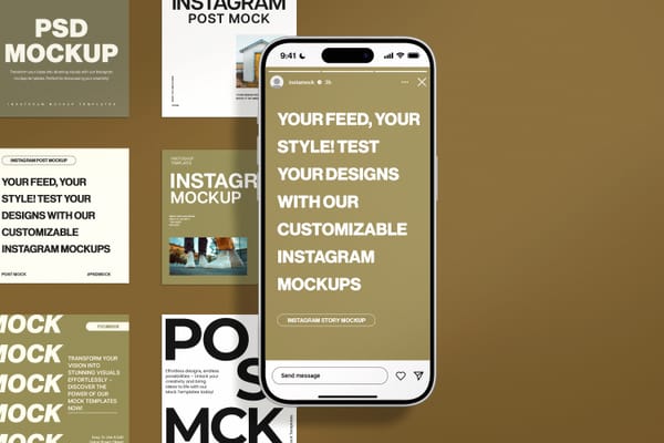 Post & Story UI Instagram Mockup