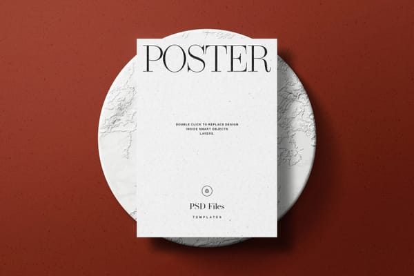 Elegant Poster Mockup on a Textured Round Plate