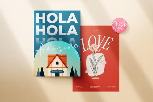 Greeting Hola Love Paper Mockup with Sticker
