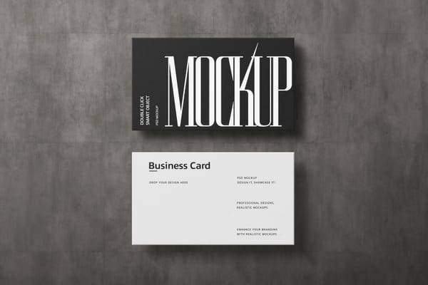 Business Card Mockup On Concrete Wall