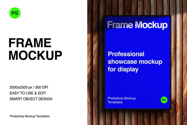 Frame Mockup with Wood Background