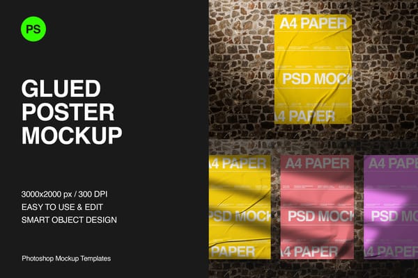 Glued Poster Mockup