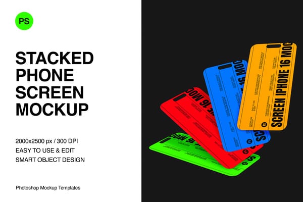 Stacked Phone Screen Mockup