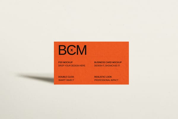 Minimalist Orange Business Card Mockup
