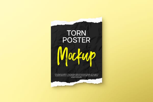 Torn Poster Mockup Light Color Background