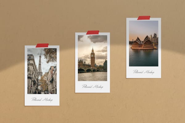 Polaroid Mockup With Tape
