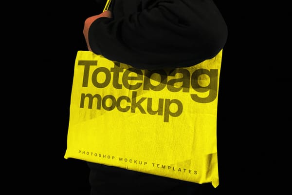 Realistic Totebag Mockup on Dark Background