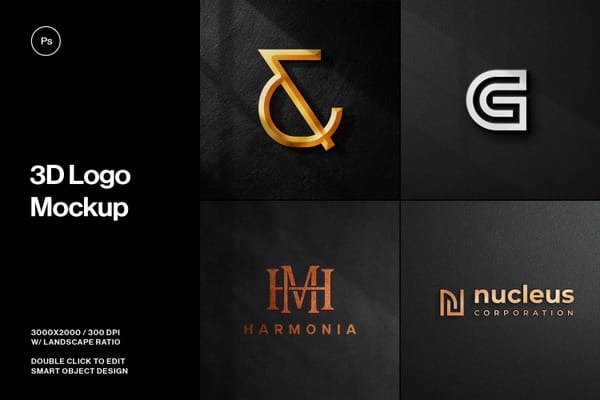 3D Logo Mockup Set