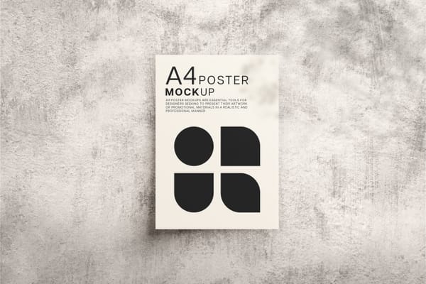 A4 Poster Mockup on Plaster Dirty Wall