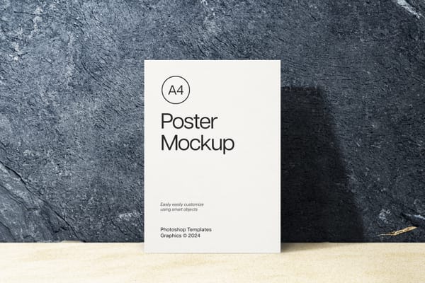 Realistic Shadow Standing A4 Poster Mockup
