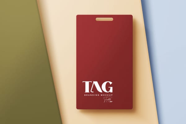 Branding Red Tag Mockup on Bold Color Scene