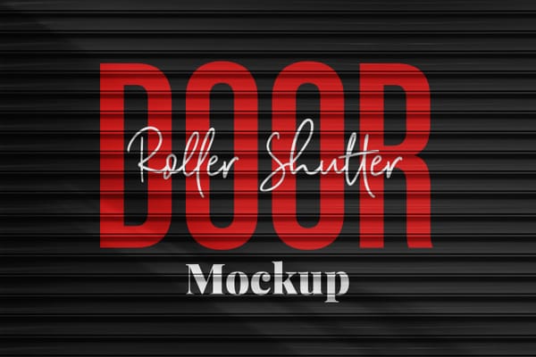 Realistic Black Roller Shutter Door Mockup