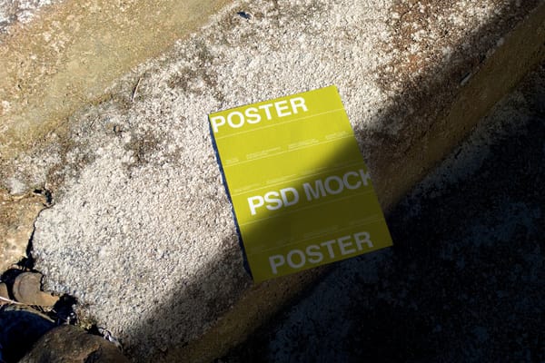 Realistic Concrete Poster Mockup Scene