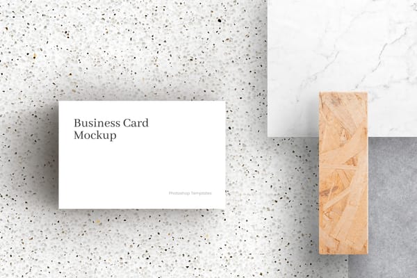 Business Card Mockup on Speckled Marble Texture