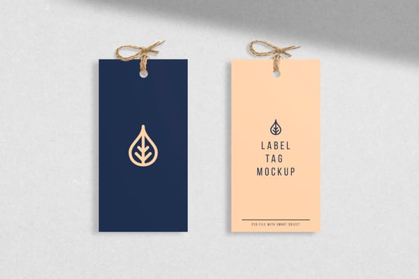 Tag Mockup on White Wall Background