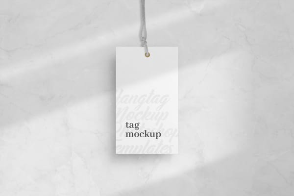 Tag Mockup on White Marble Background