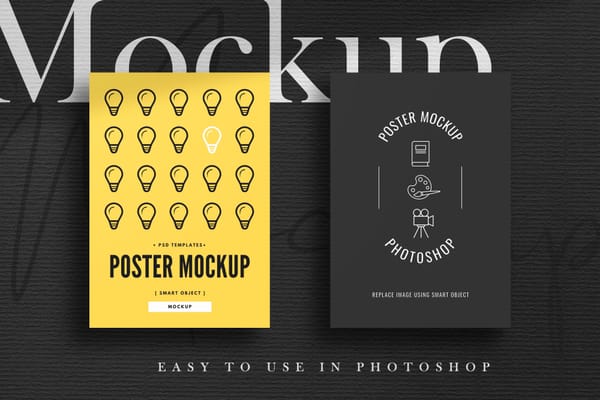 Creative Black Paper Poster Mockup