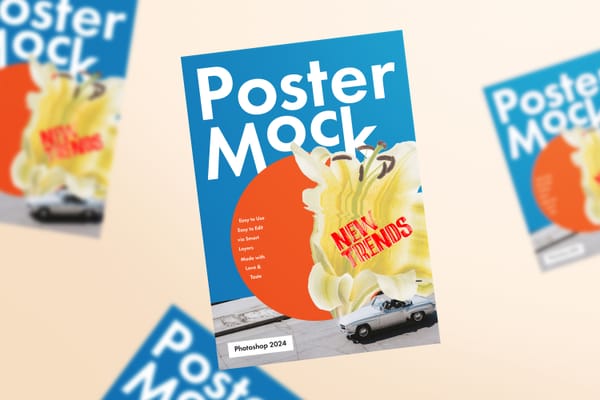 Flying Surreal Poster Mockup Scene