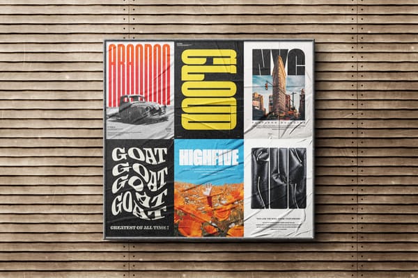 Glued Billboard Poster Mockup