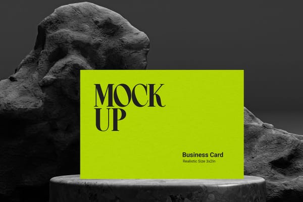 Green Business Card Mockup on Stone Background