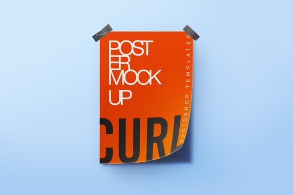 Light Blue Curl Paper with Tape Mockup