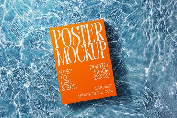 Orange Poster Mockup on Water