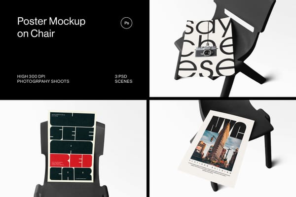 Poster Mockup Pack on Chair