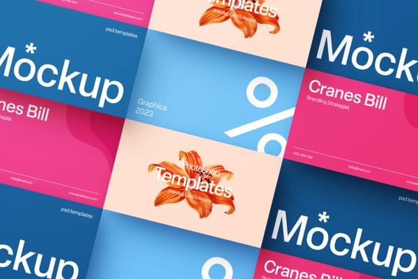 Isometric Business Card Mockup with Bold & Light Color