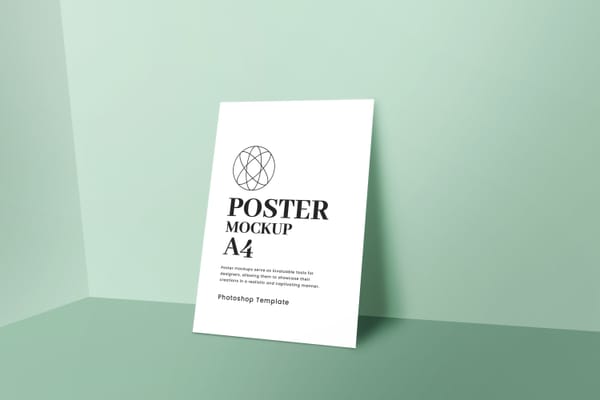 Realistic Poster Mockup On Mint Background