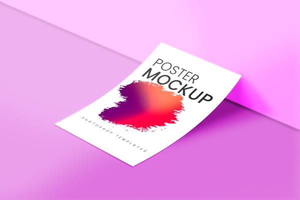 Realistic Poster Mockup With The Wall Purple Background