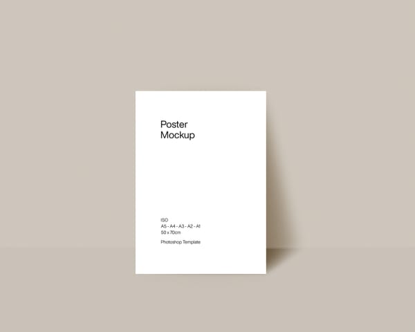 Stand Minimal ISO Poster Mockup with Bone Color