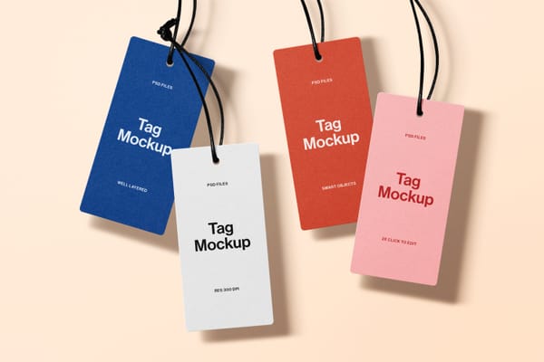 Colorful Hanging Tag Mockup Set